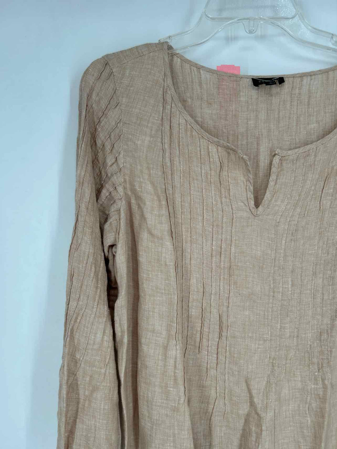 Talbots Size S Tan Linen Long Sleeve