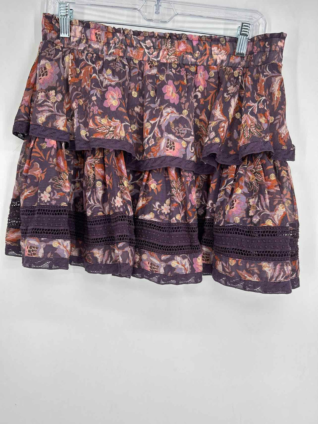 Olivaceous Size L Purple Print Skirts