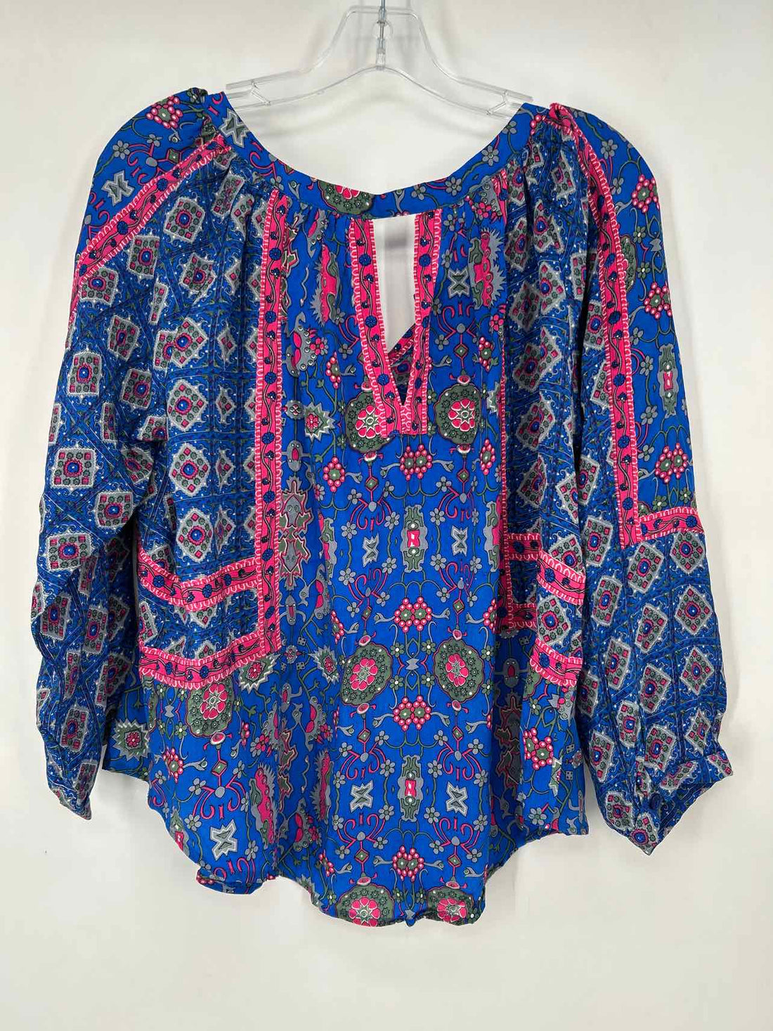 Tolani Size XS Blue & Pink Print Long Sleeve
