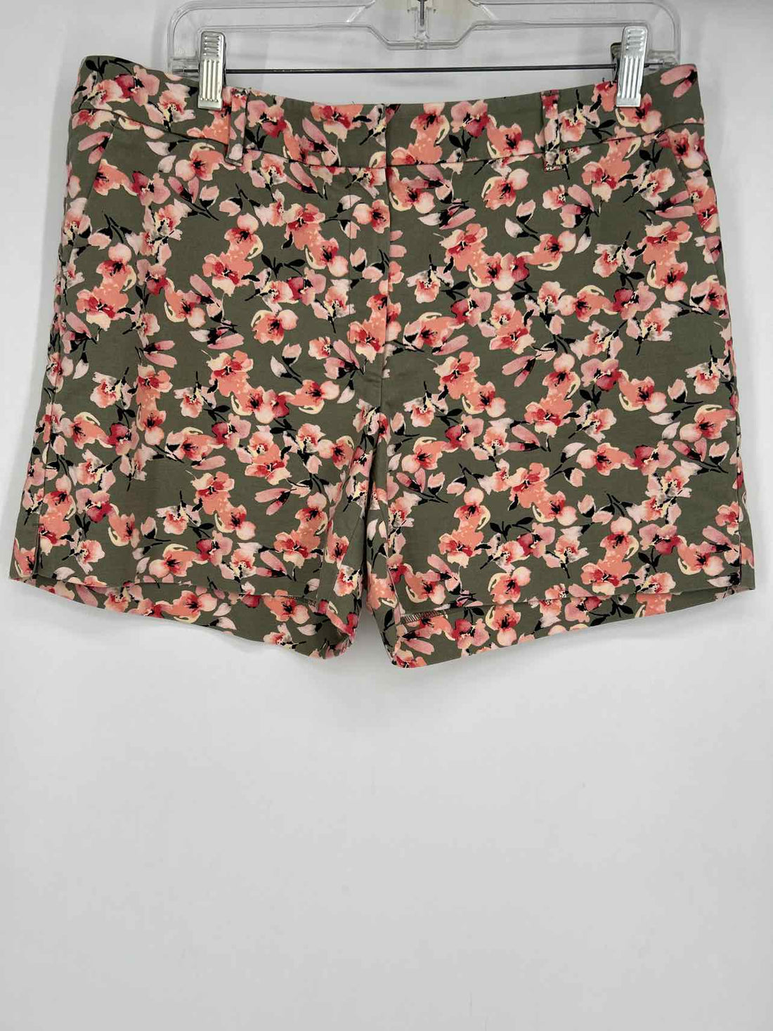 White House Black Market Size 12 Olive & Pink Floral Shorts