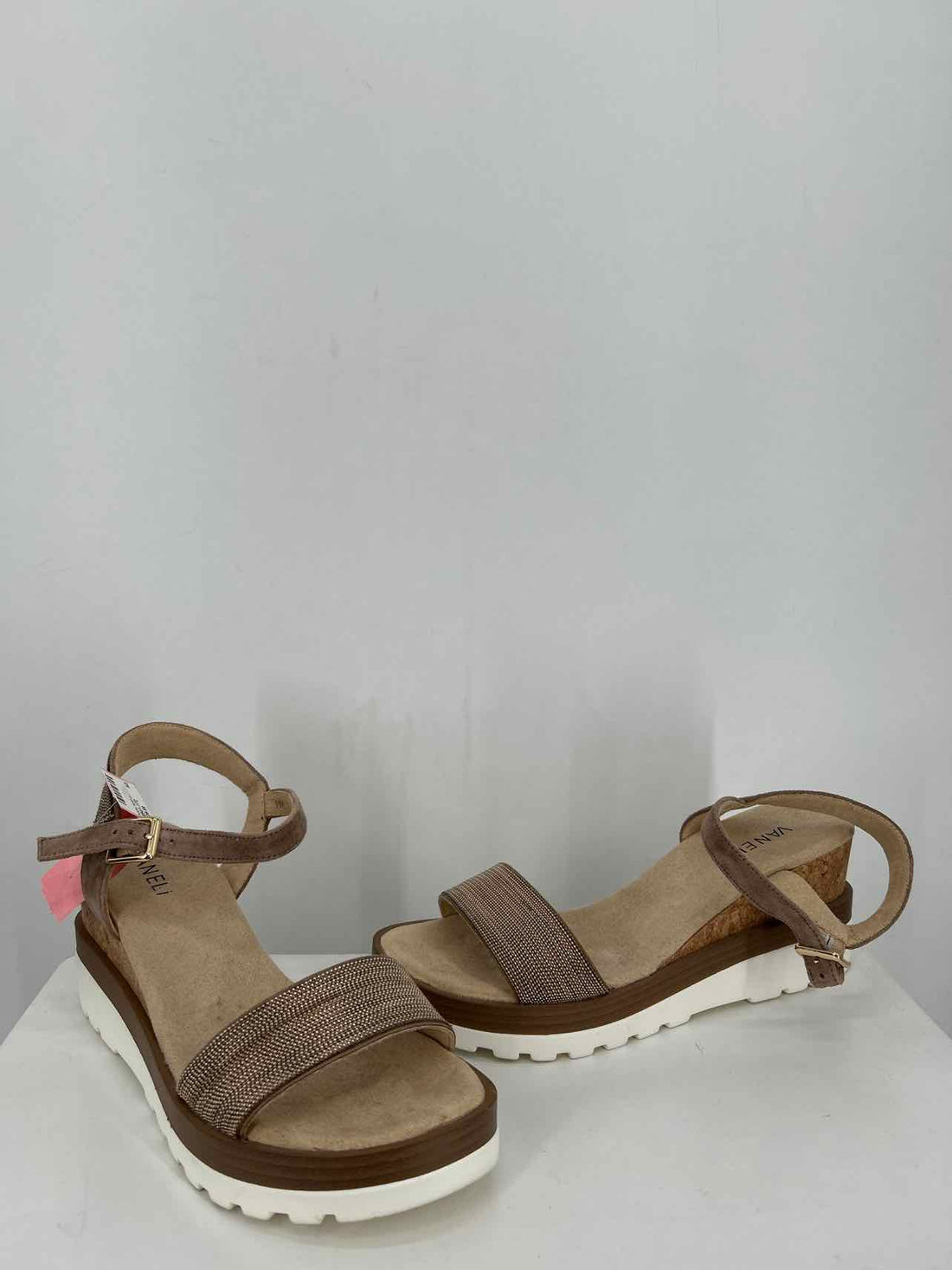 Vaneli Women Size 9 Tan Suede Wedges