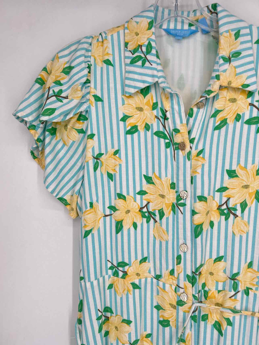 Draper James RSVP Size M Blue & White Striped Short Sleeve Dress