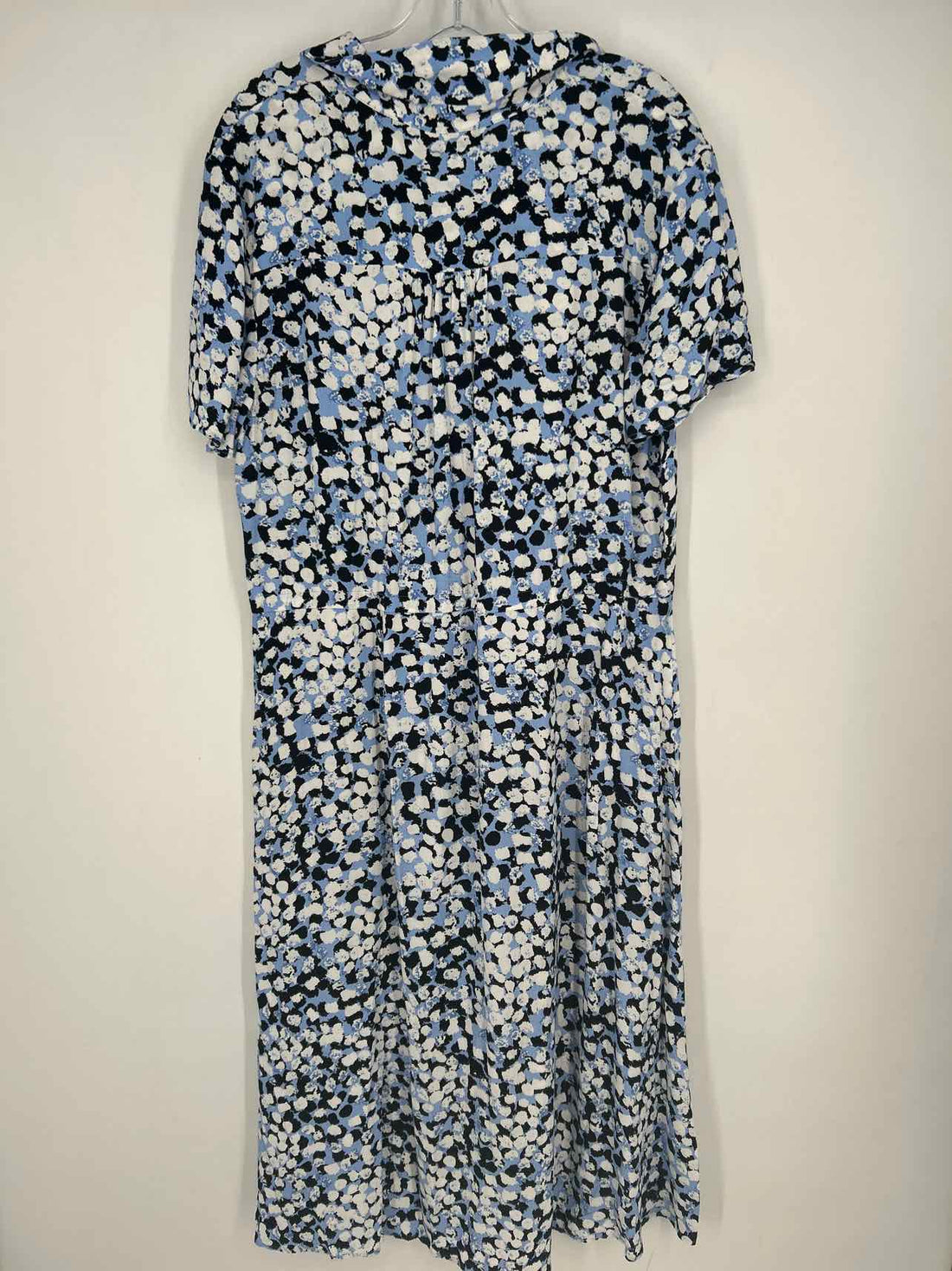 Talbots Size 14 Light Blue White & Black Short Sleeve Dress