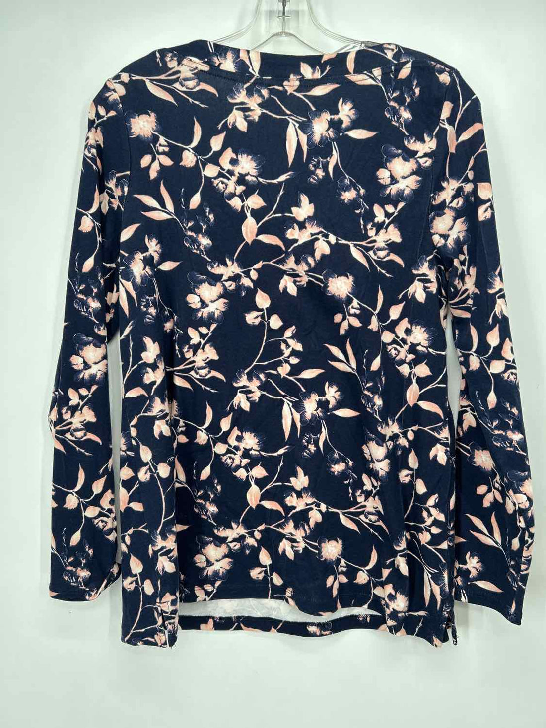 Chicos Size 1(M) Navy & Pink Floral NWT Long Sleeve