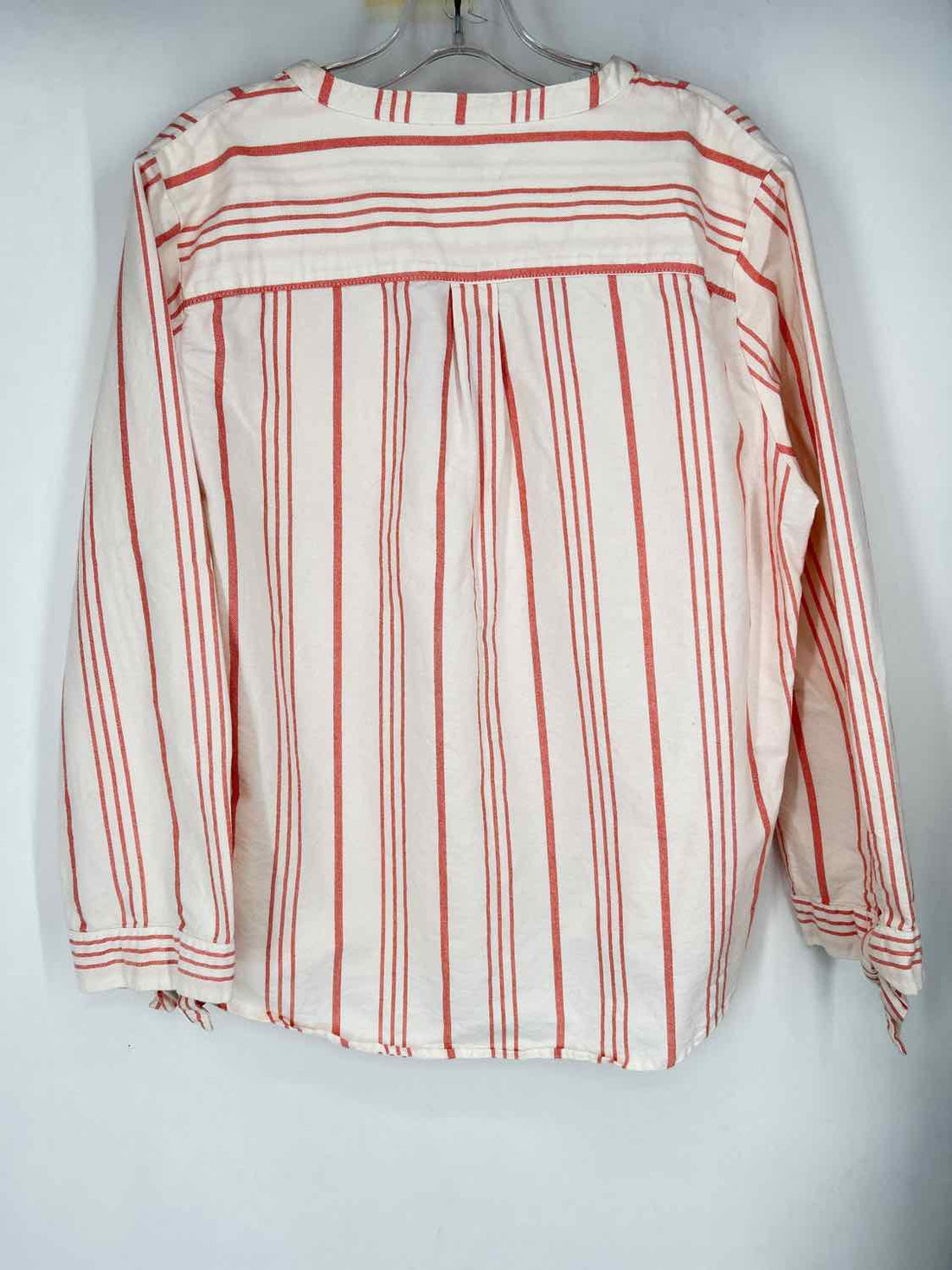 J Crew Size L White with Peach Stripes Long Sleeve