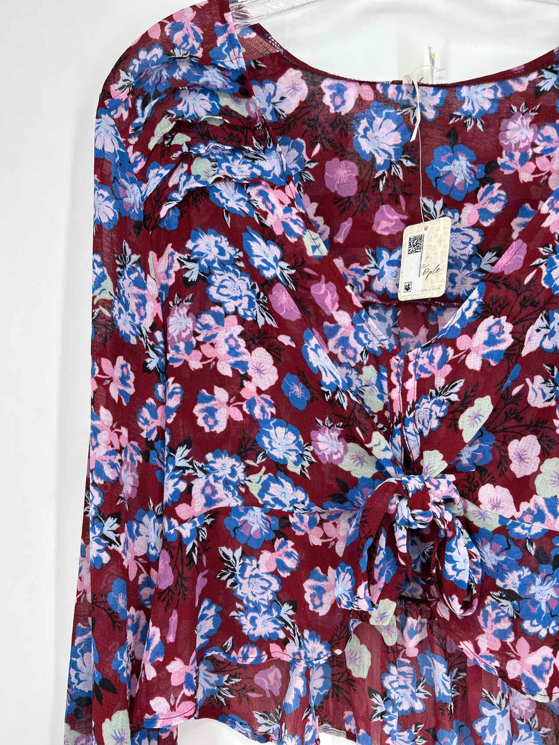 Free People Size S Maroon Floral NWT Long Sleeve