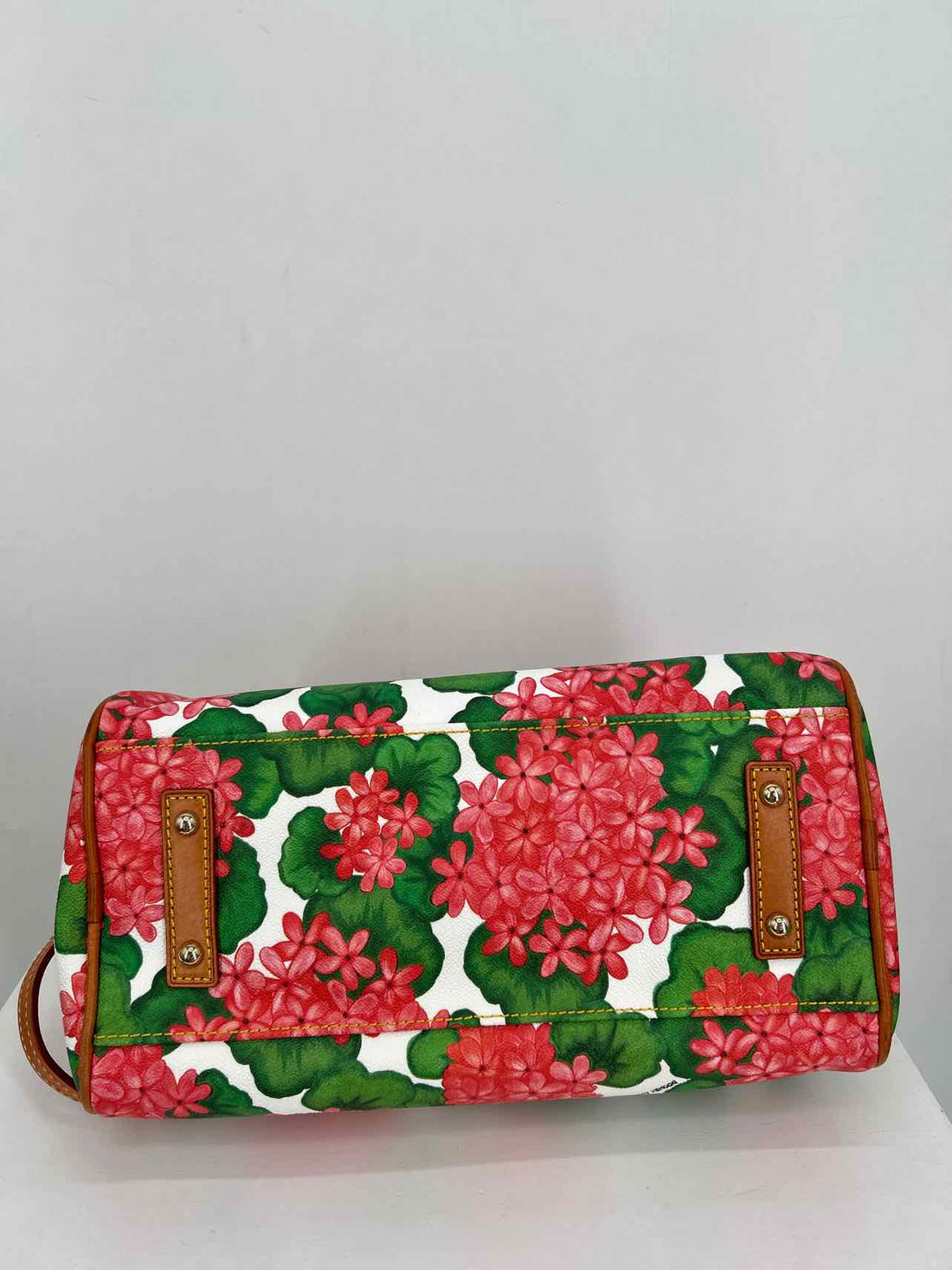 Dooney & Bourke Red & Green Floral Leather Pre Owned Satchel