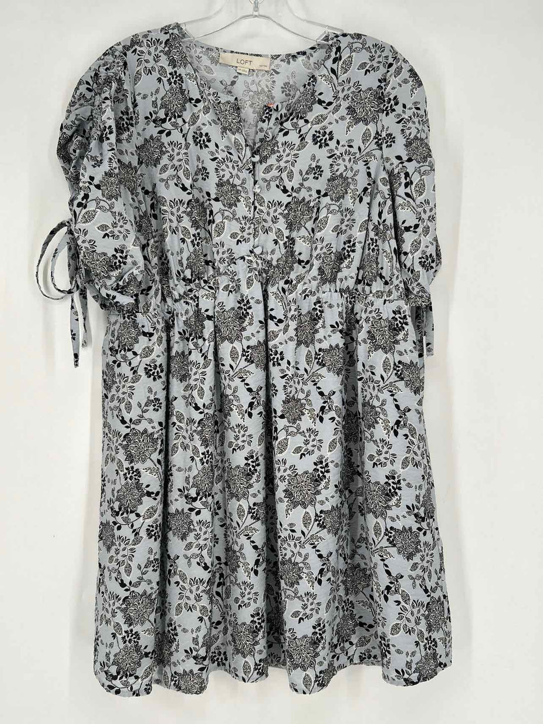 Loft Size MP Light Blue & Black Short Sleeve Dress