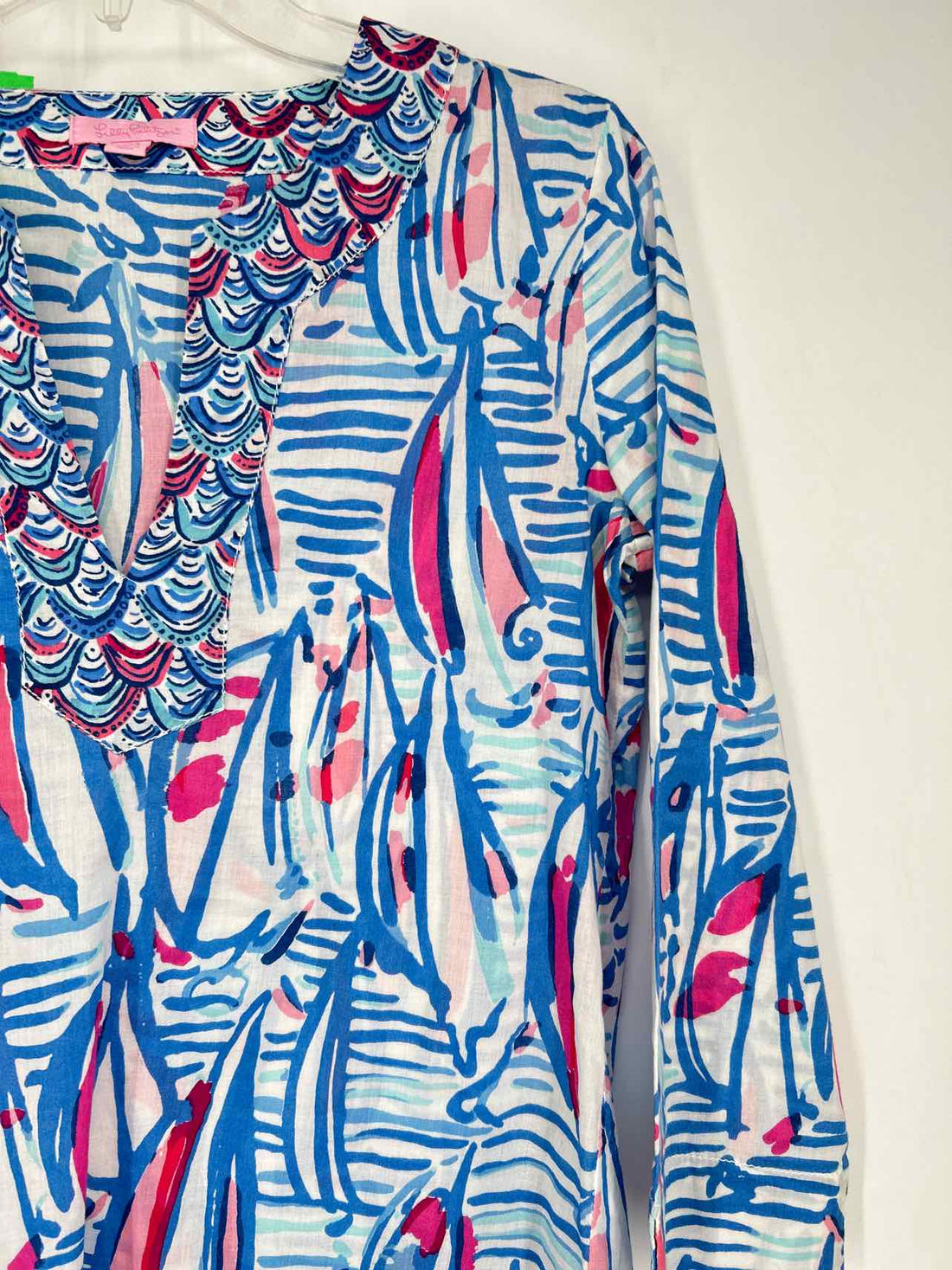 Lilly Pulitzer XXS White & Blue Print Long Sleeve Lilly Pulitzer Top