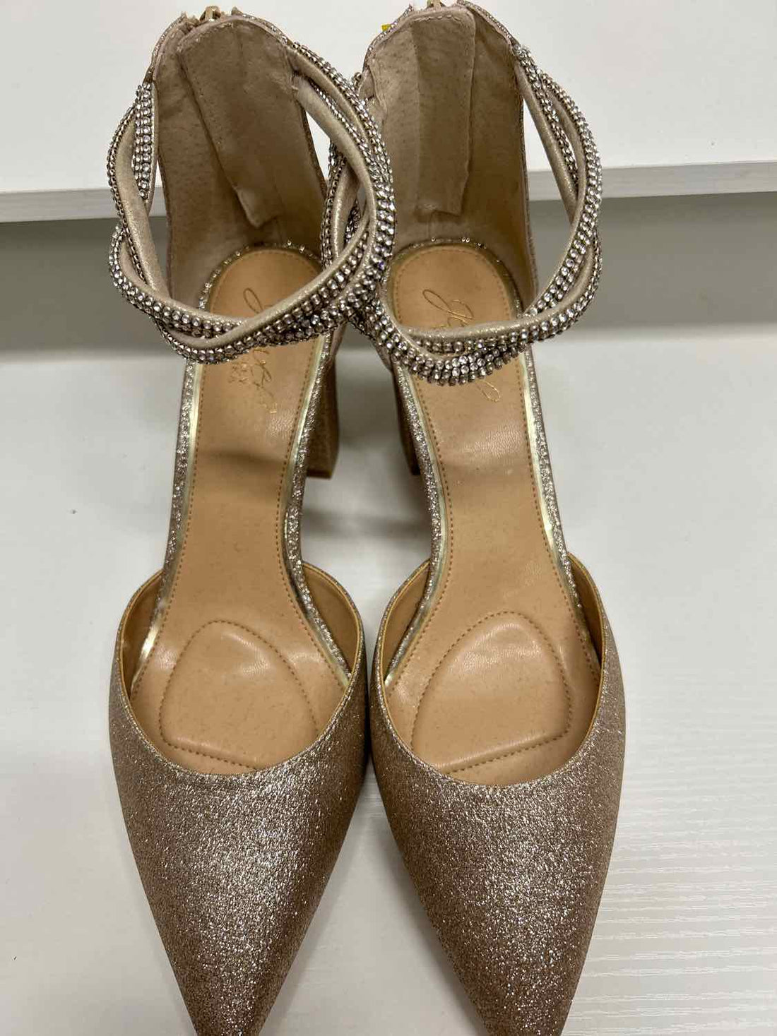 Jewel Badgley Mischka Women Size 9 Gold Glitter Heels
