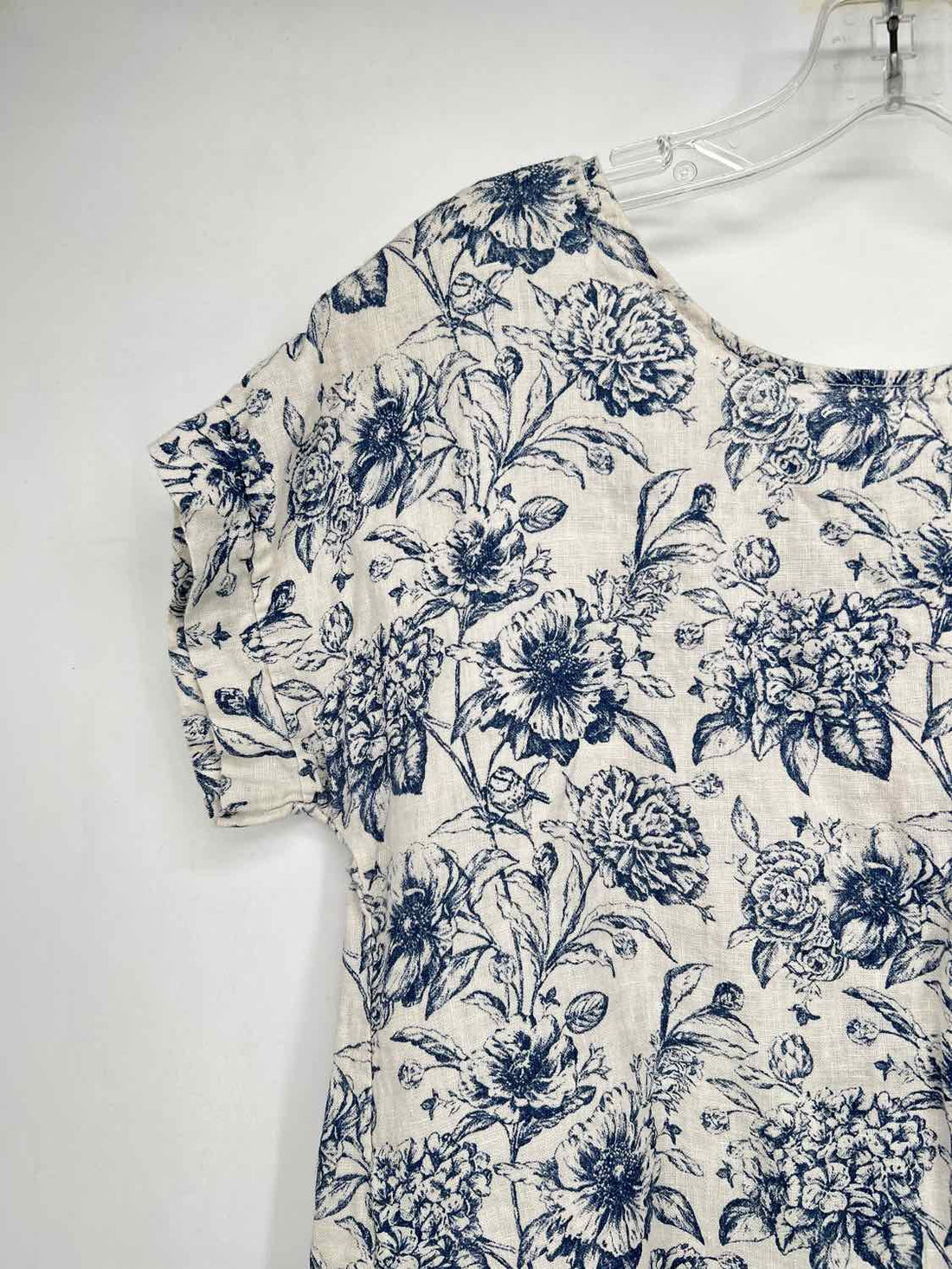 Terzo Millennio Size S White & Blue Print Short Sleeve