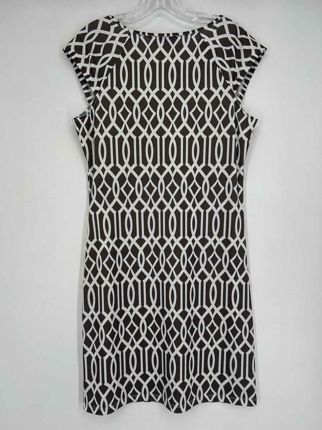 Jean-Pierre Klifa Size M Taupe & White Short Sleeve Dress