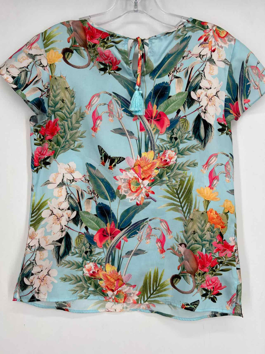 RSVP By Talbots Size XS Light Blue Floral Short Sleeve