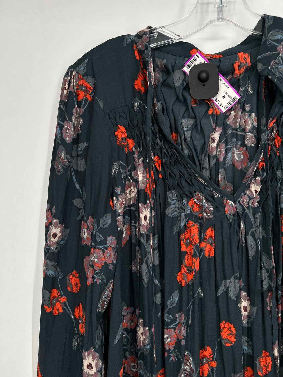 Free People Size S Navy Floral Long Sleeve