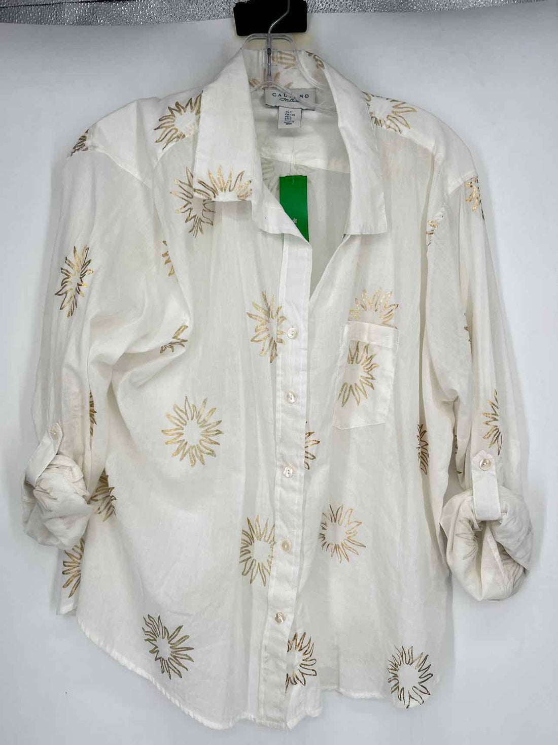 Calypso St Barth Size L White & Gold Long Sleeve