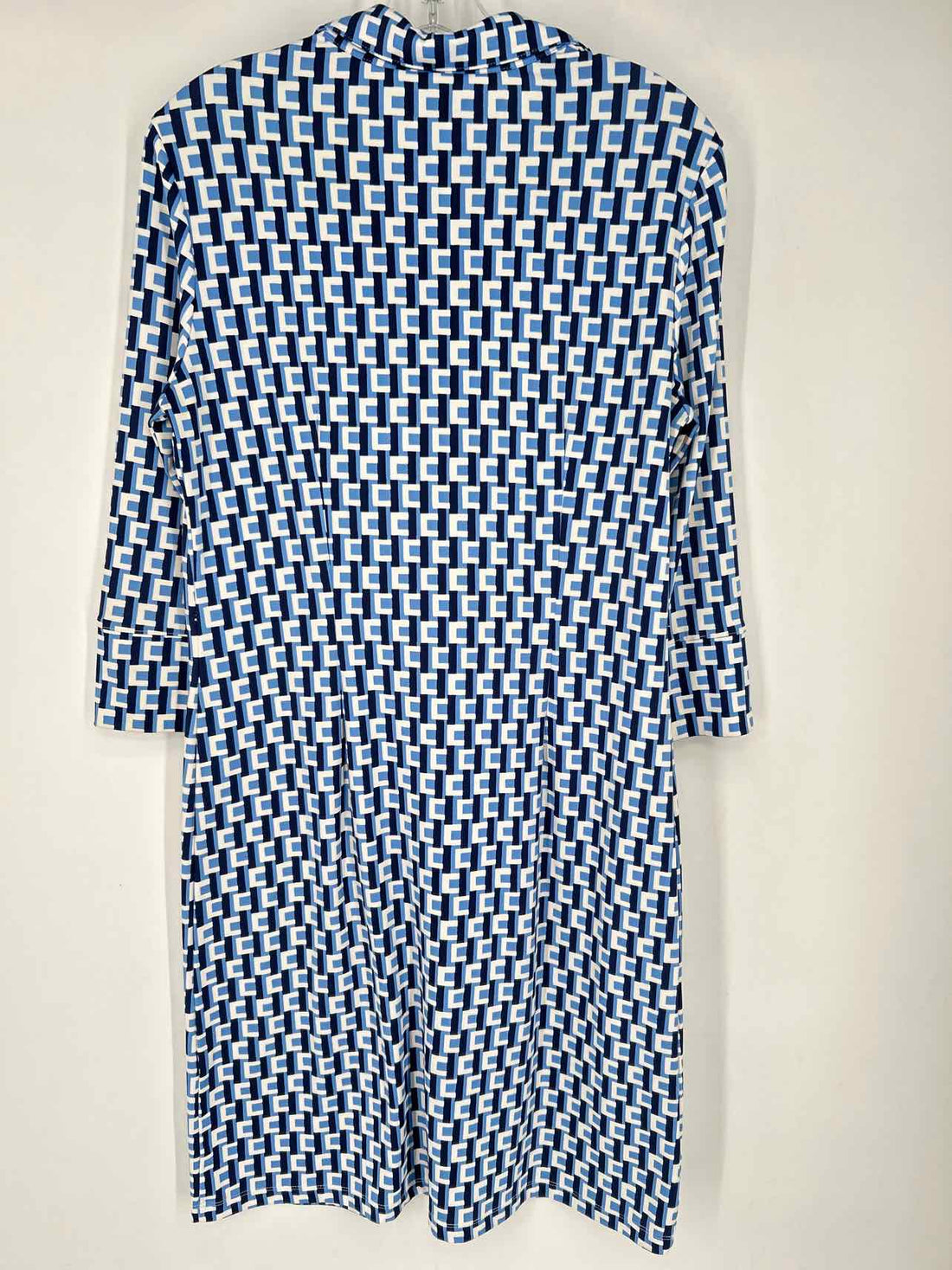 J McLaughlin Size M White & Blue Print Long Sleeve Dress
