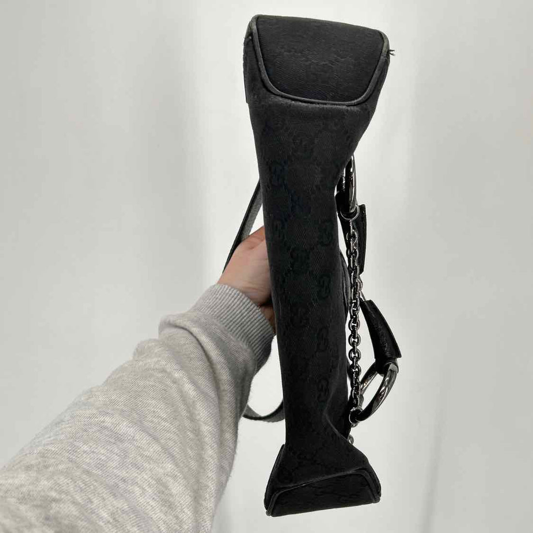 Gucci GG Canvas Horsebit Chain Black Vintage LUXURY