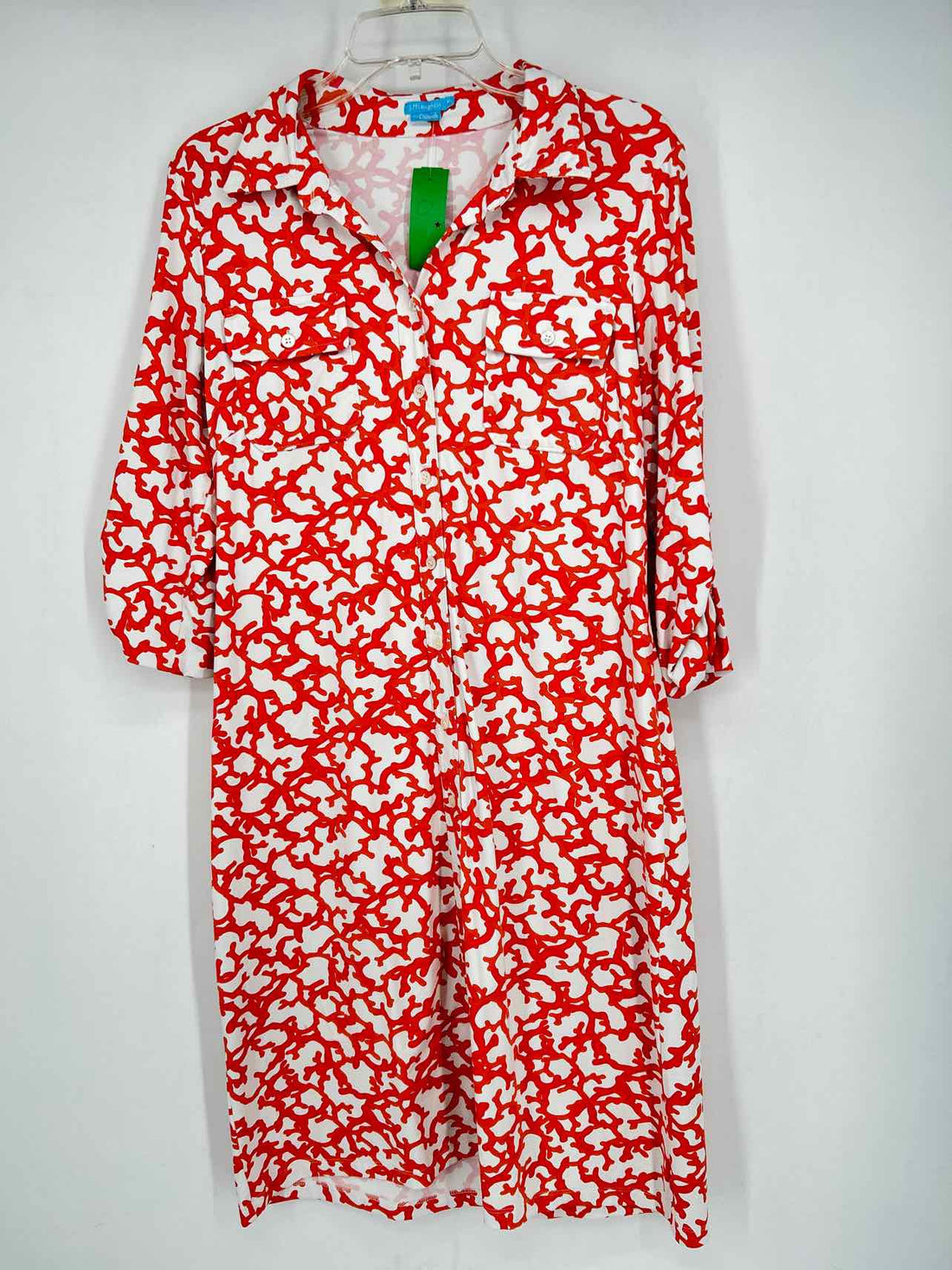J McLaughlin Size M White Coral Print Long Sleeve Dress