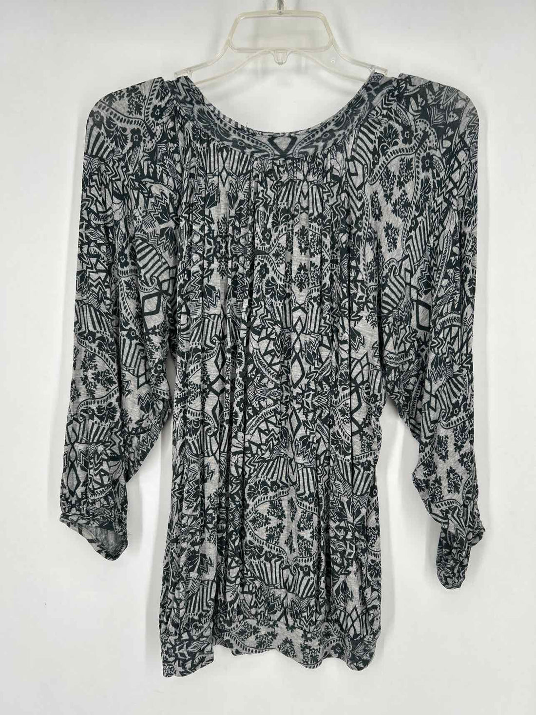 Free People Size S Light Gray Print Long Sleeve