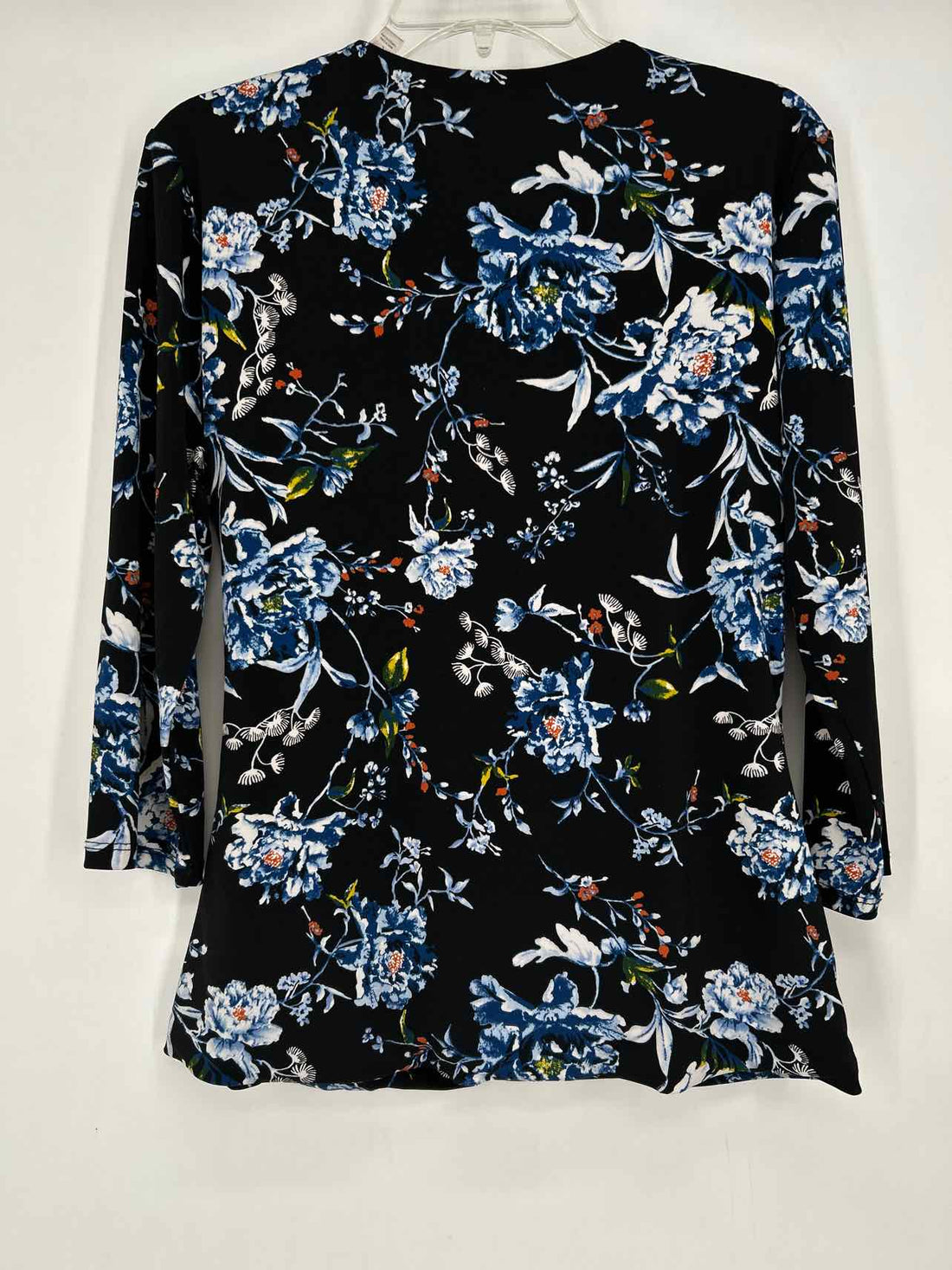 Tahari Size L Black Floral Long Sleeve