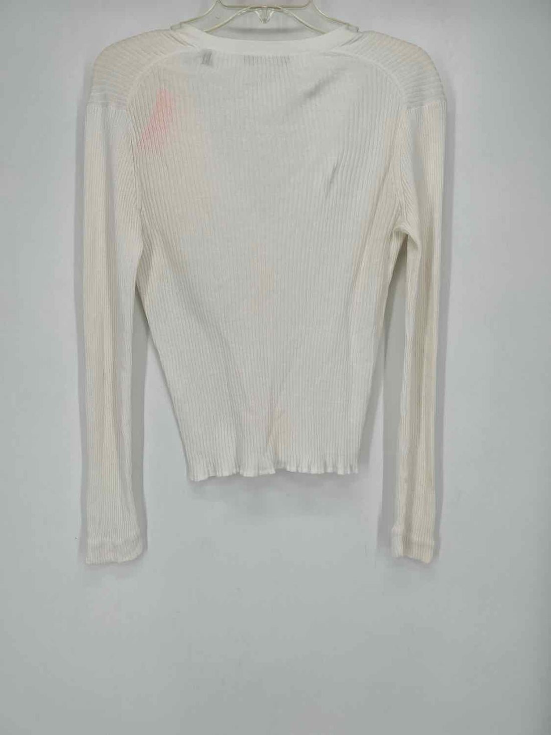 Vince Size L White Ribbed Cardigan