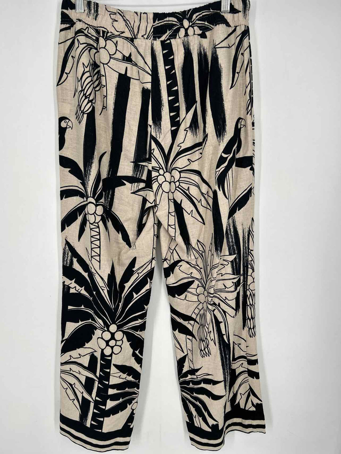 Rachel Zoe Size M Beige & Black Print Pants