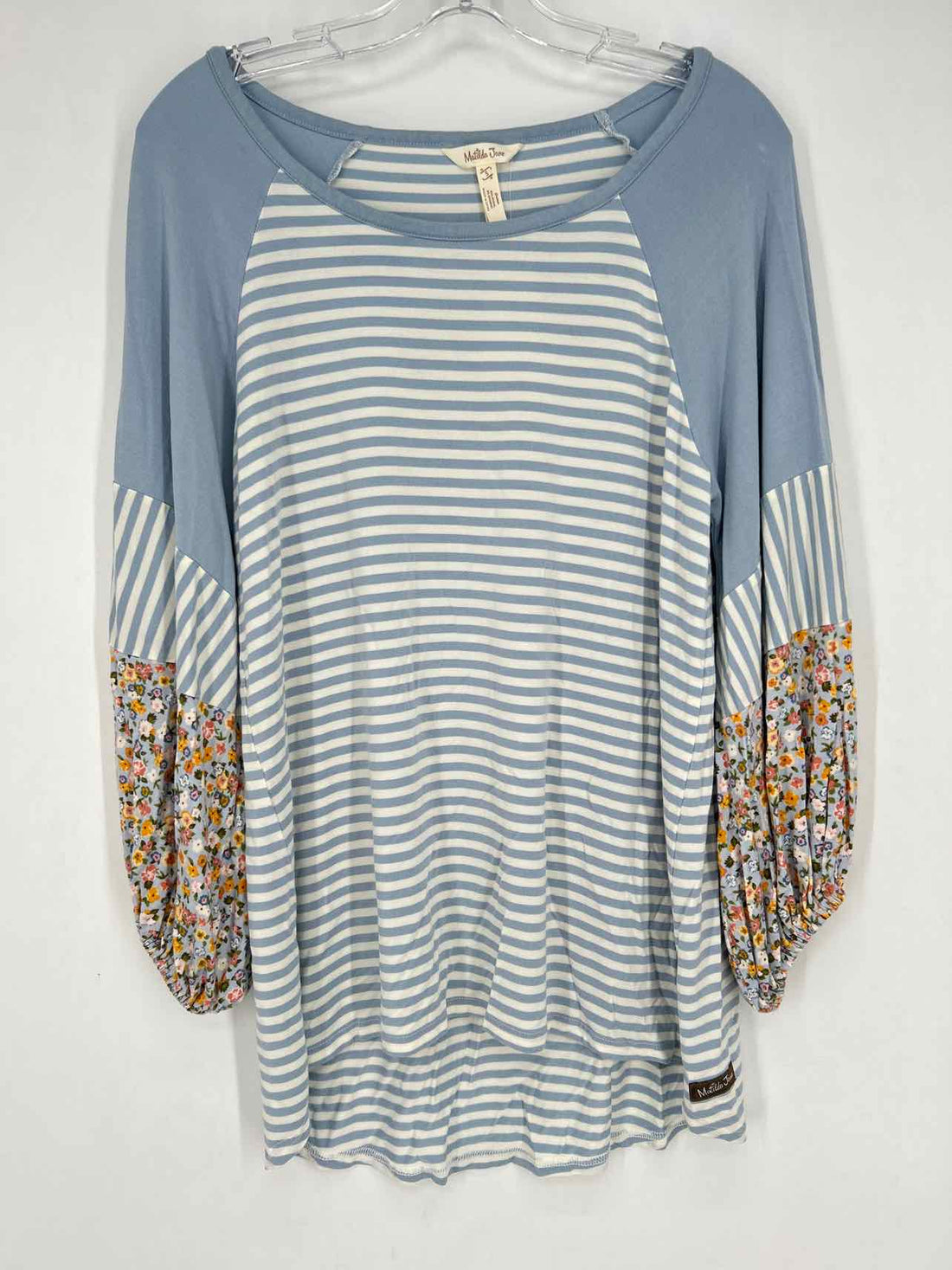 Matilda Jane Size S Blue & White Striped Long Sleeve