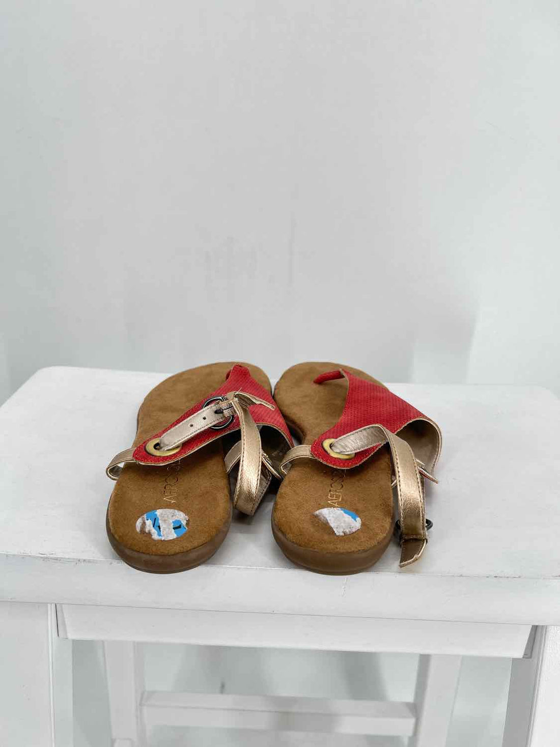 Aerosoles Women Size 7.5 Red & Gold Sandals