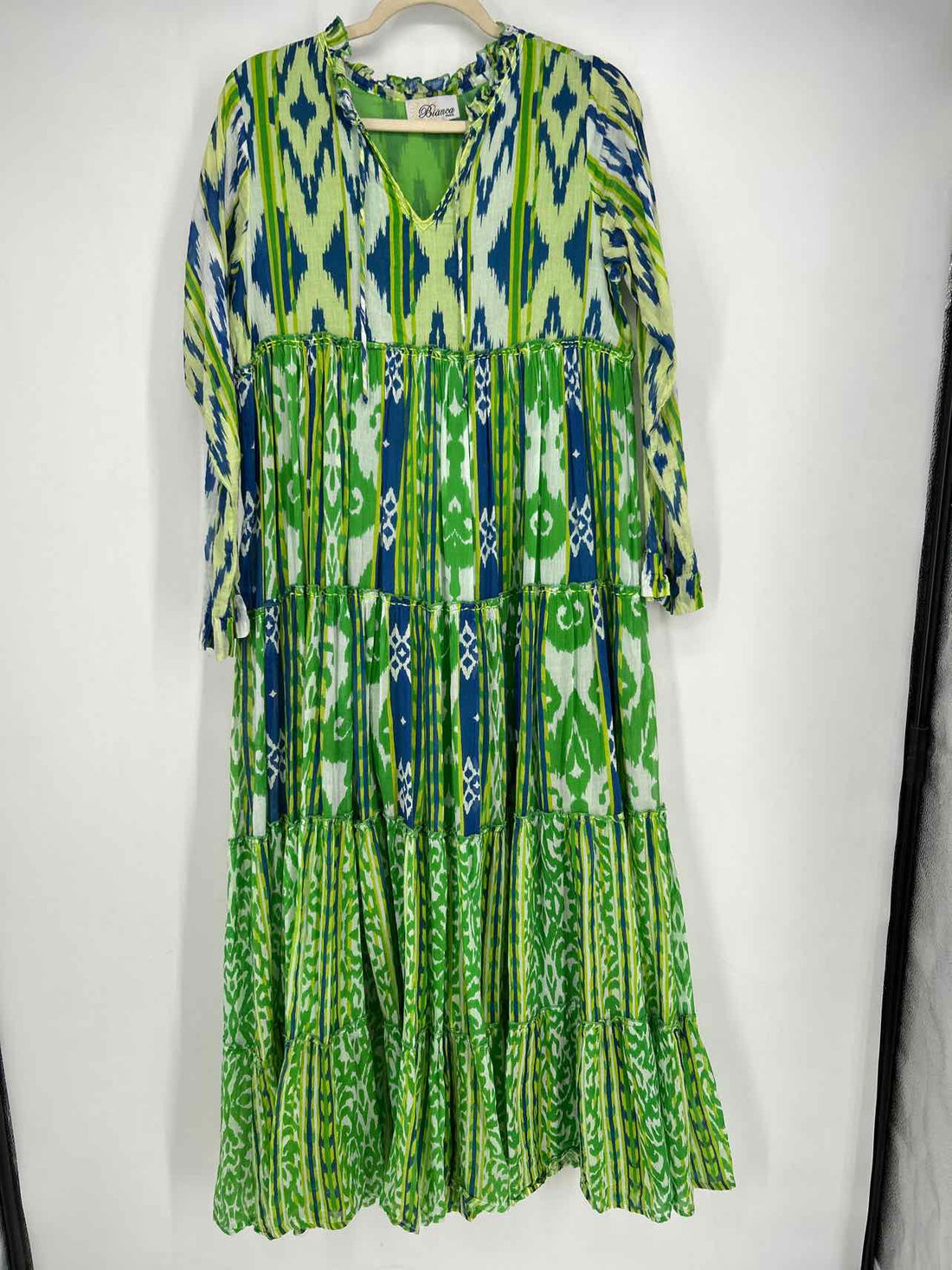 Bianca Size One Size Green & Blue Print Maxi