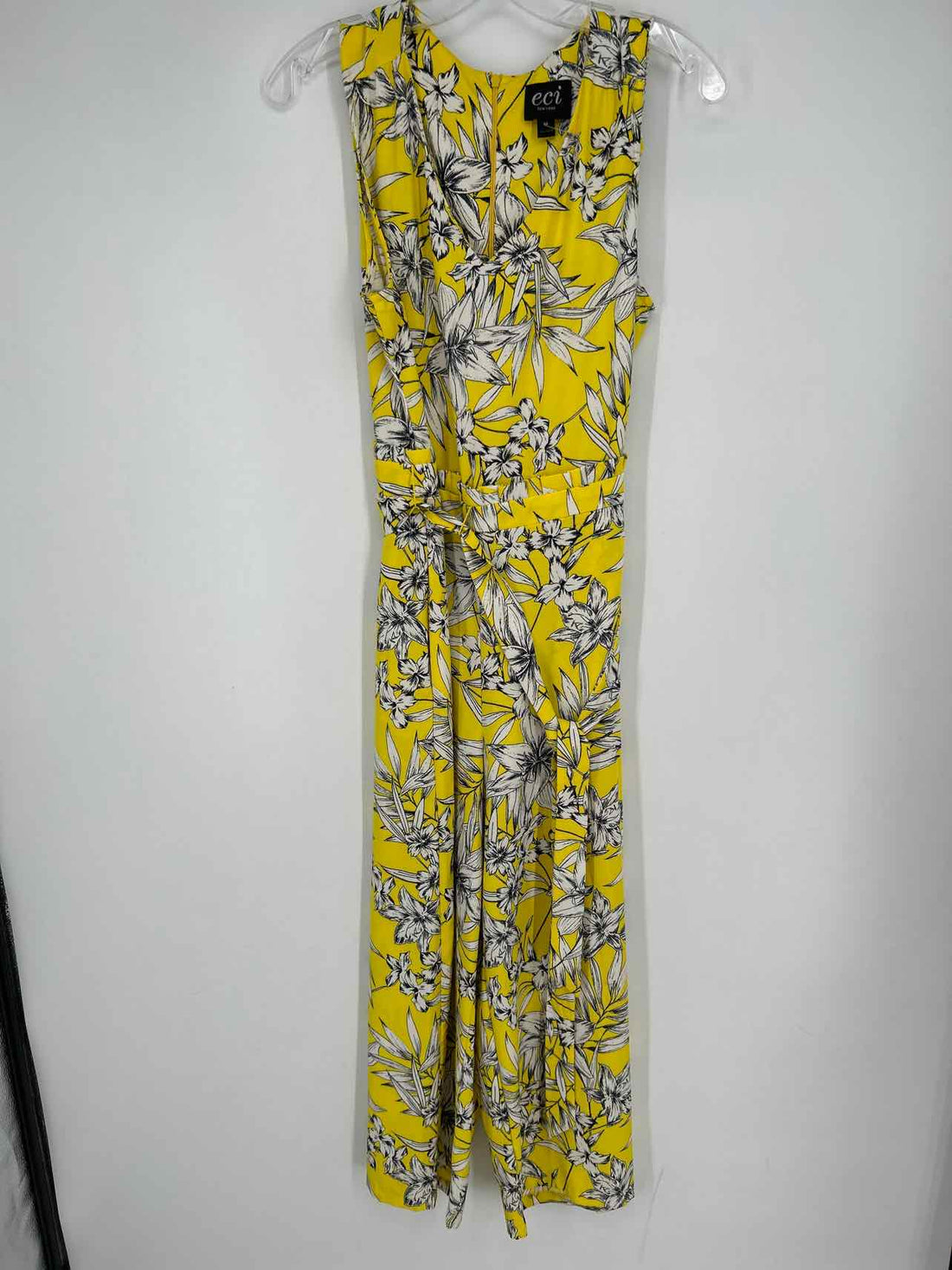 ECI Size M Yellow & White Floral Sleeveless Jumpsuit