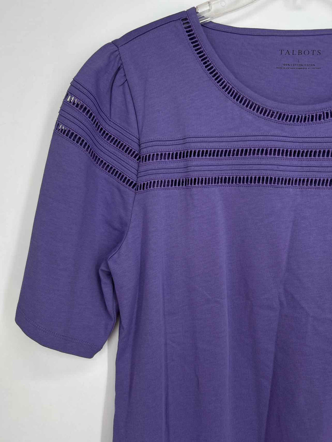 Talbots Size L Purple Short Sleeve