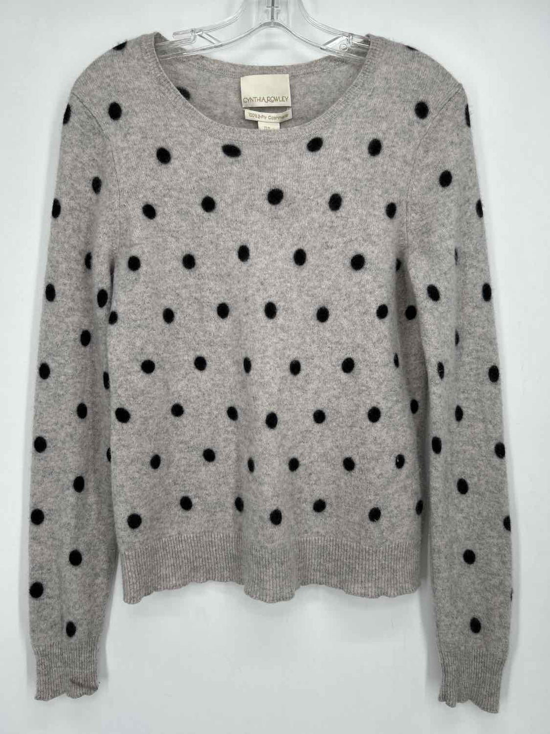 Cynthia Rowley Size XL Gray Polkadot 2 ply cashmere Sweater