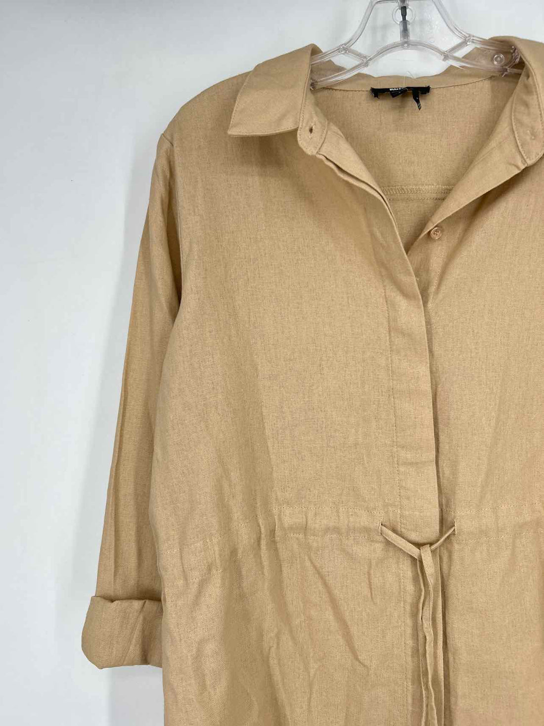 DKNY Size S Khaki Linen/Viscose Long Sleeve