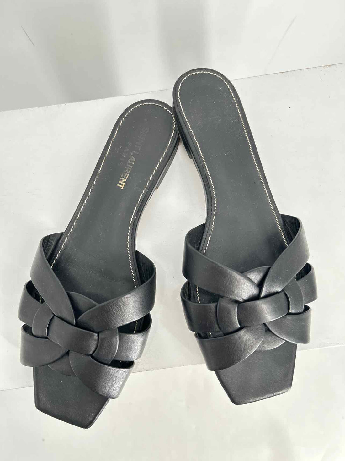 Saint Laurent Tribute Multes Women Size 38 Black Pre Owned Leather LUXURY