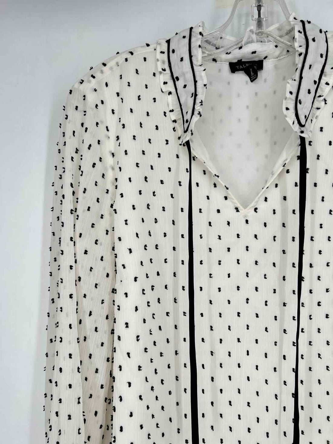 Talbots Size S White & Black Swiss Dot Long Sleeve