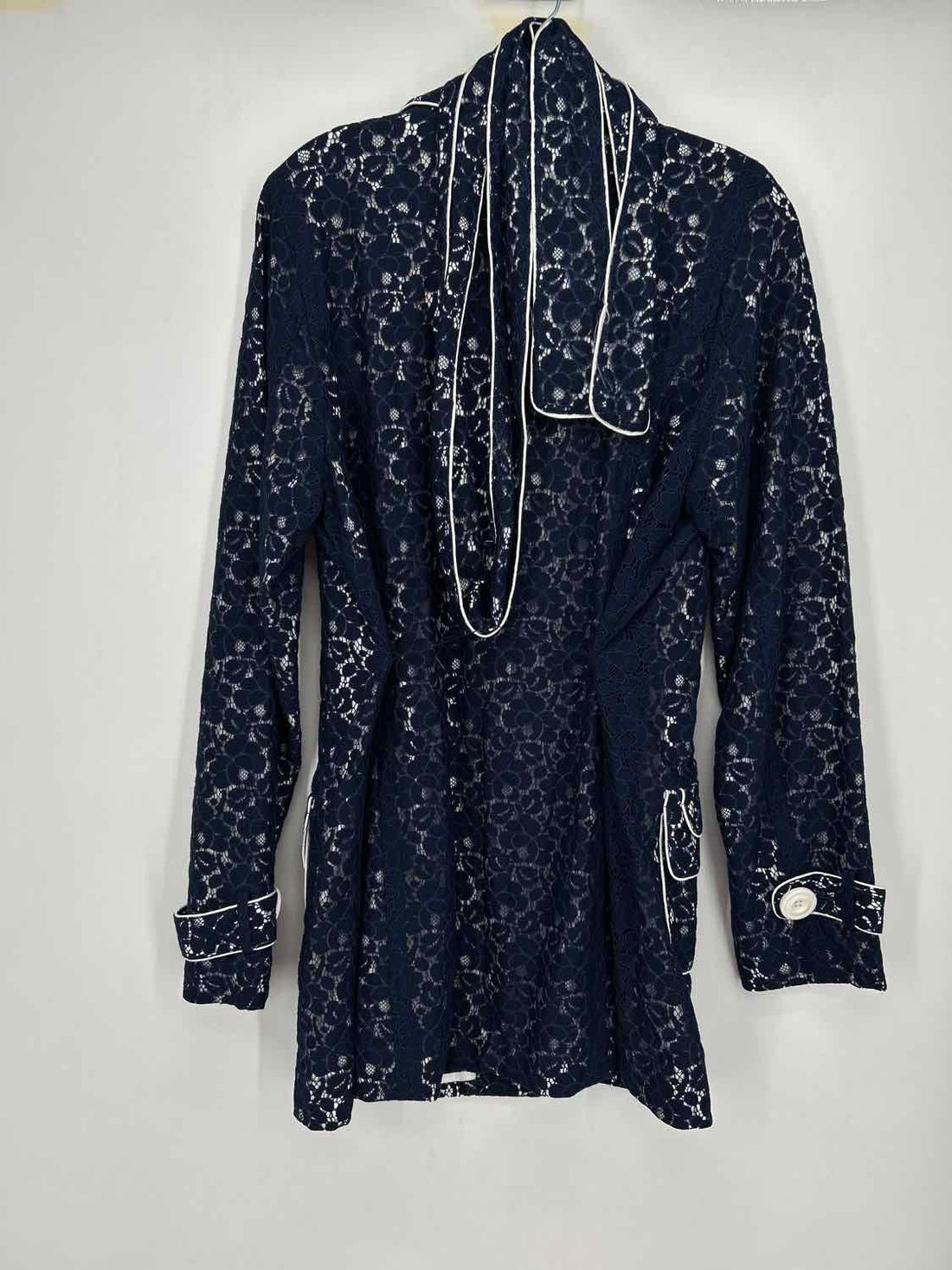 Susan Graver Size M Navy & White Lace Belted Jacket