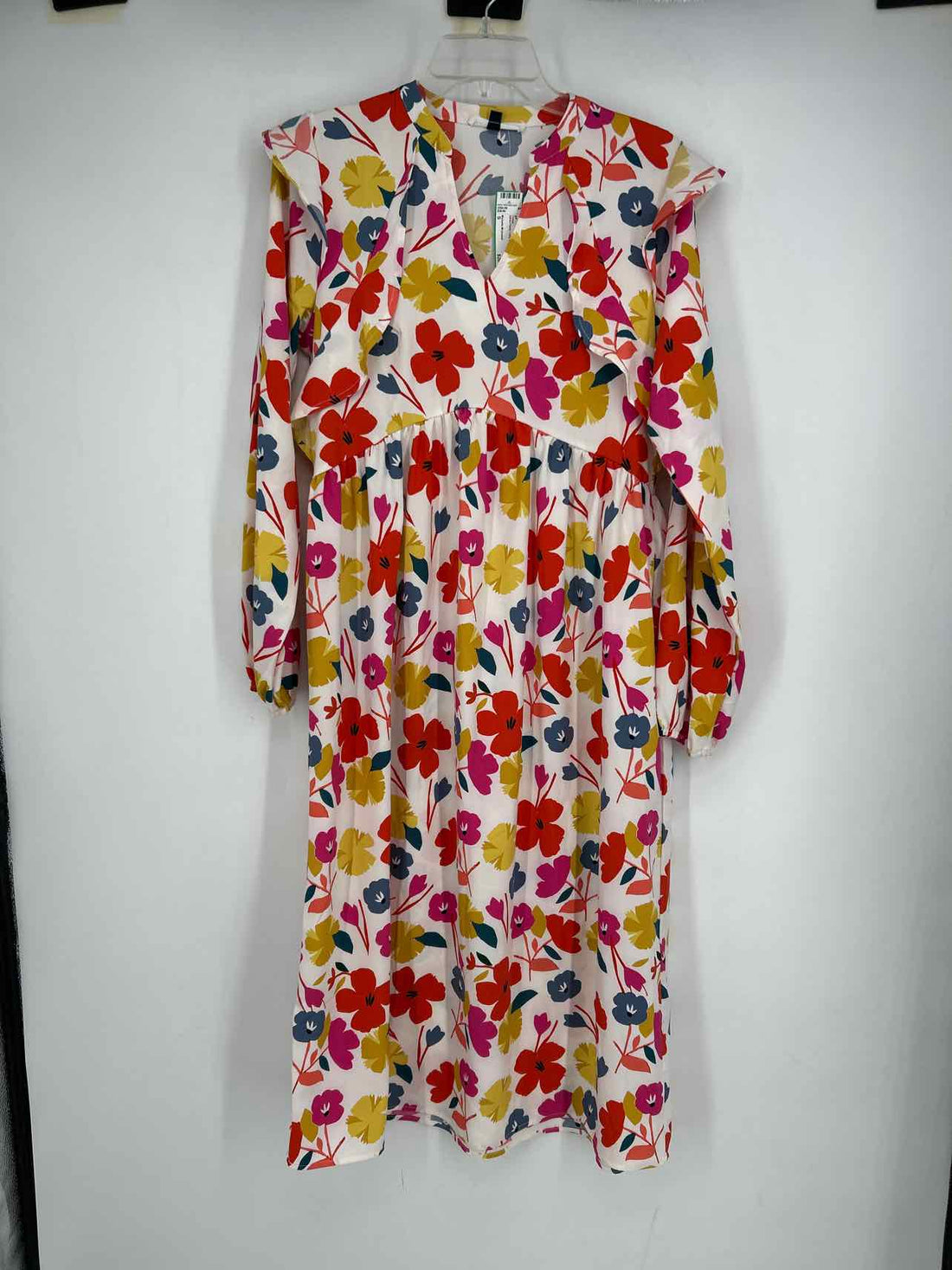 Michelle Mcdowell Size S White Floral Long Sleeve Dress