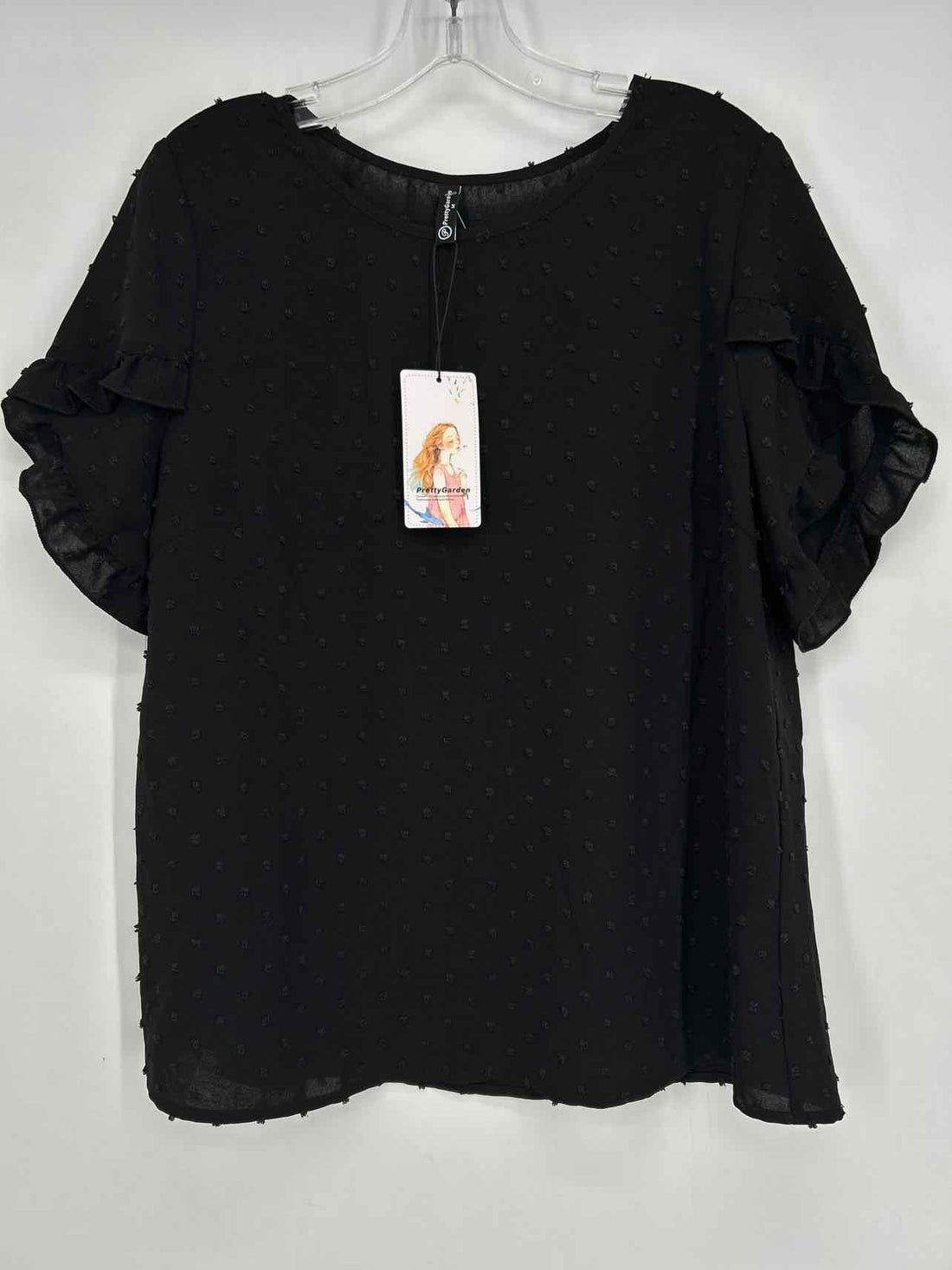 Pretty Garden Size M Black Swiss Dot NWT Short Sleeve