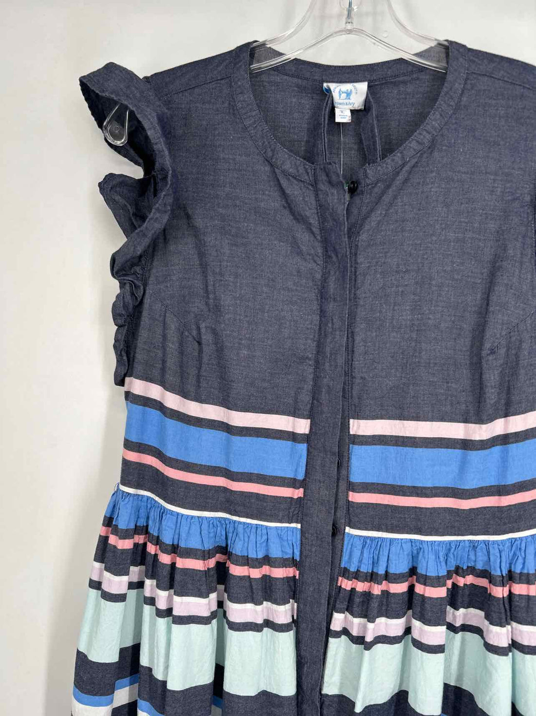 Crown & Ivy Size L Chambray Stripe Maxi