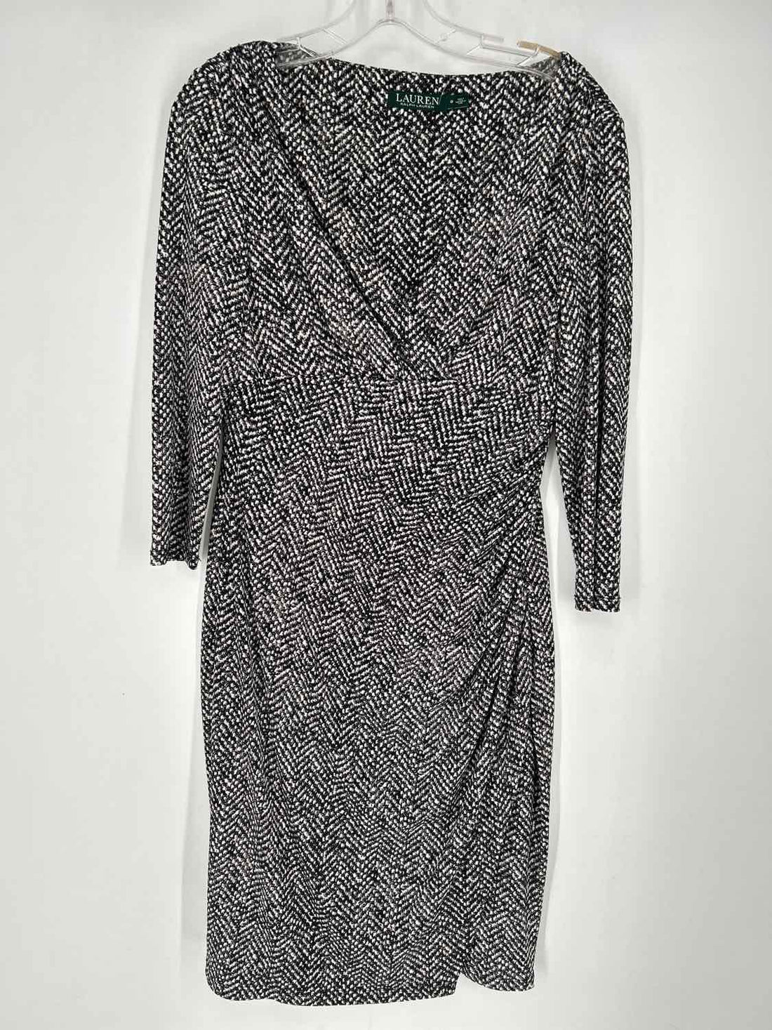 Lauren Ralph Lauren Size 8 Black & White Long Sleeve Dress