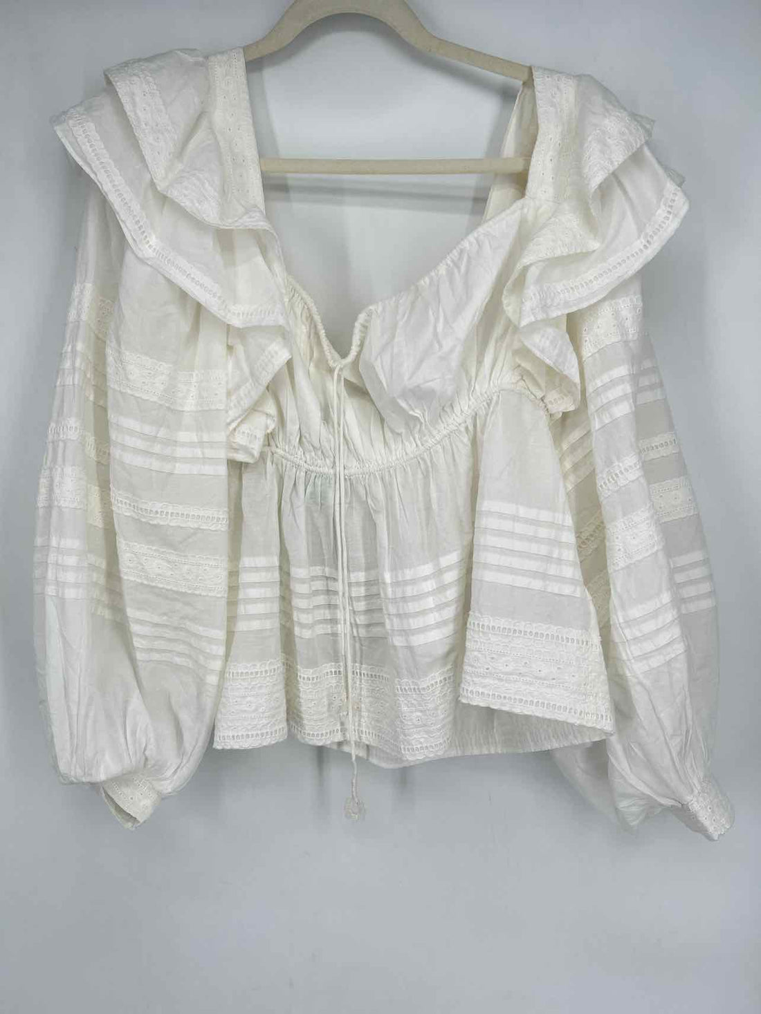 Farm for Anthropologie Size M White Embroidered NWT Long Sleeve