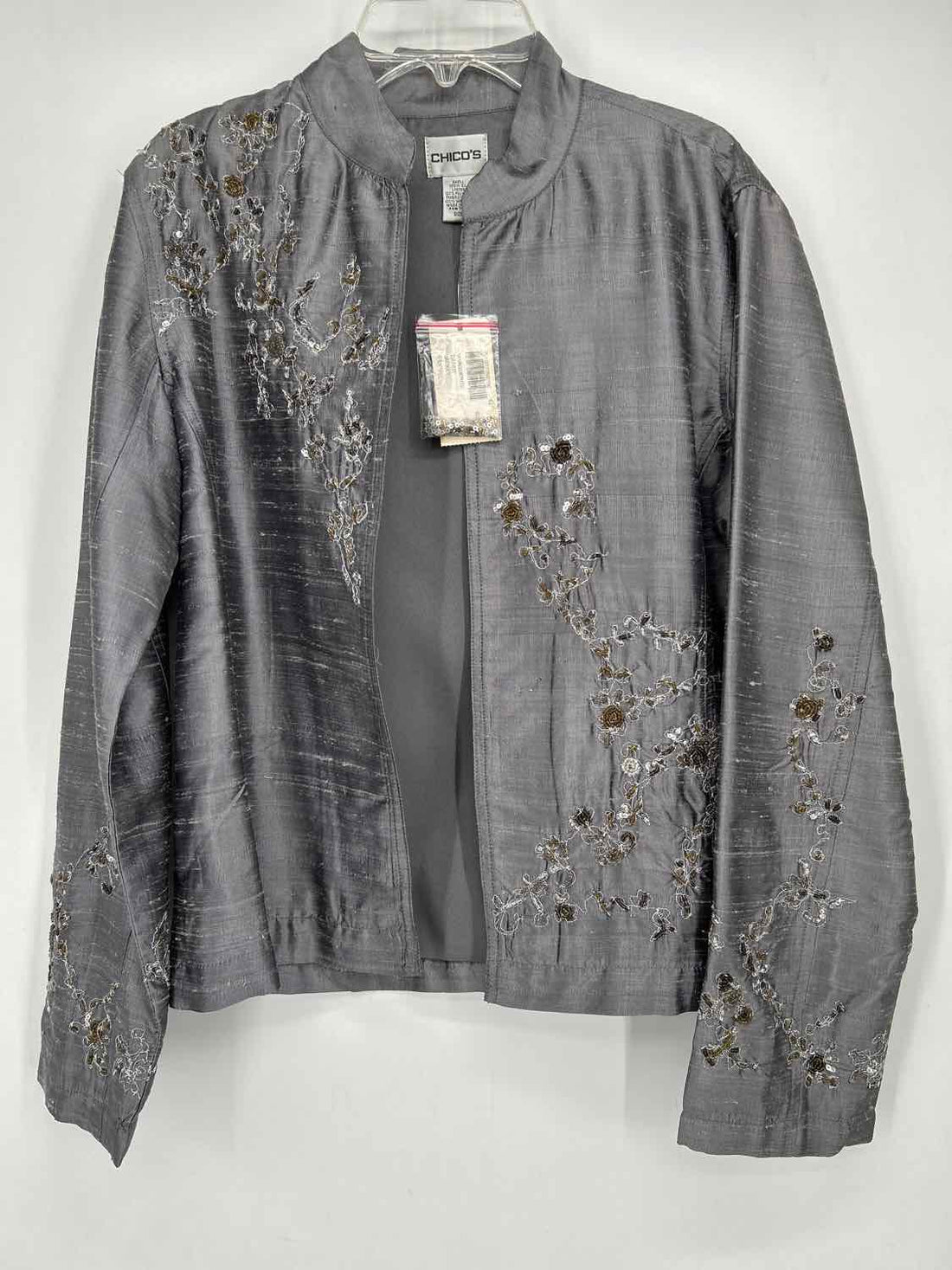 Chicos Size 0(S) Gray Silk NWT Blazer