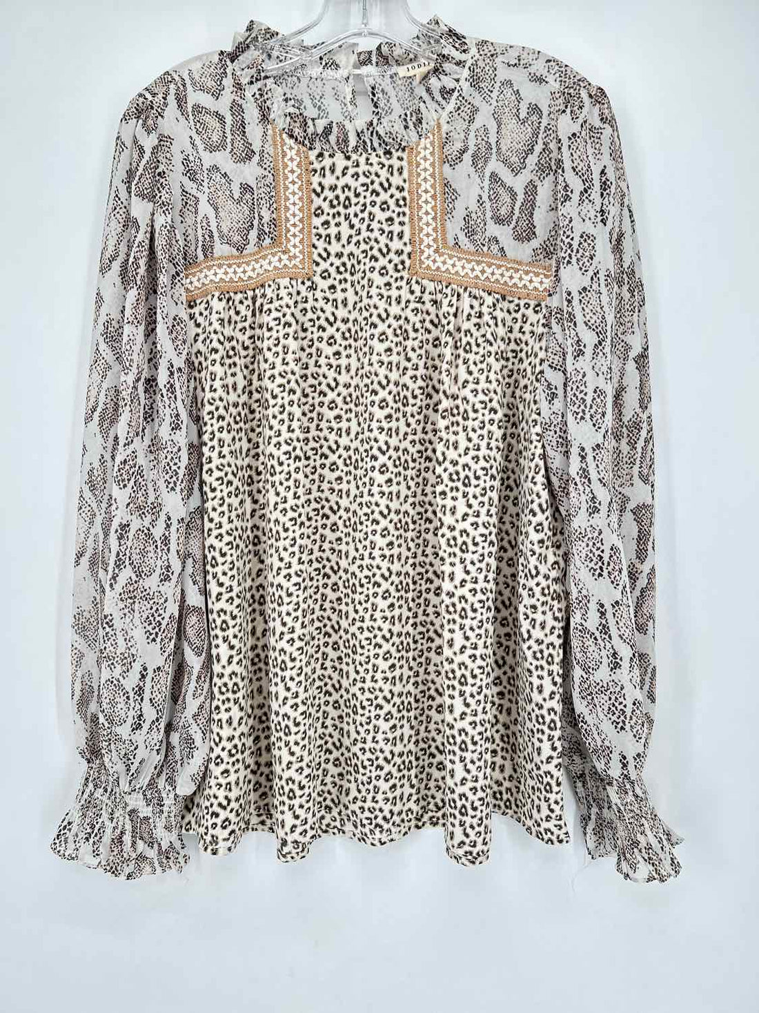 Jodifl Size L Cream Leopard Long Sleeve
