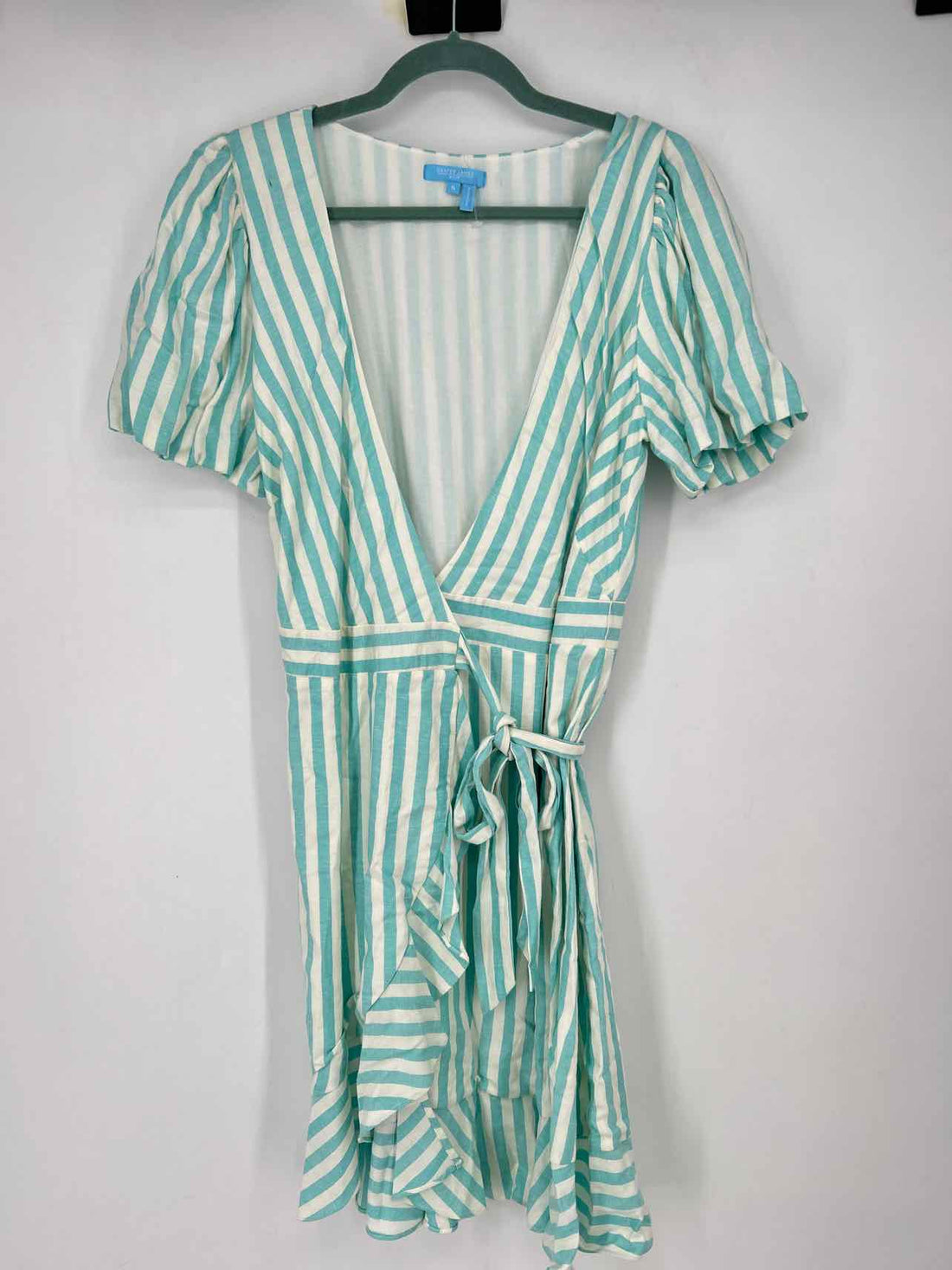 Draper James Size S White Striped Short Sleeve Dress
