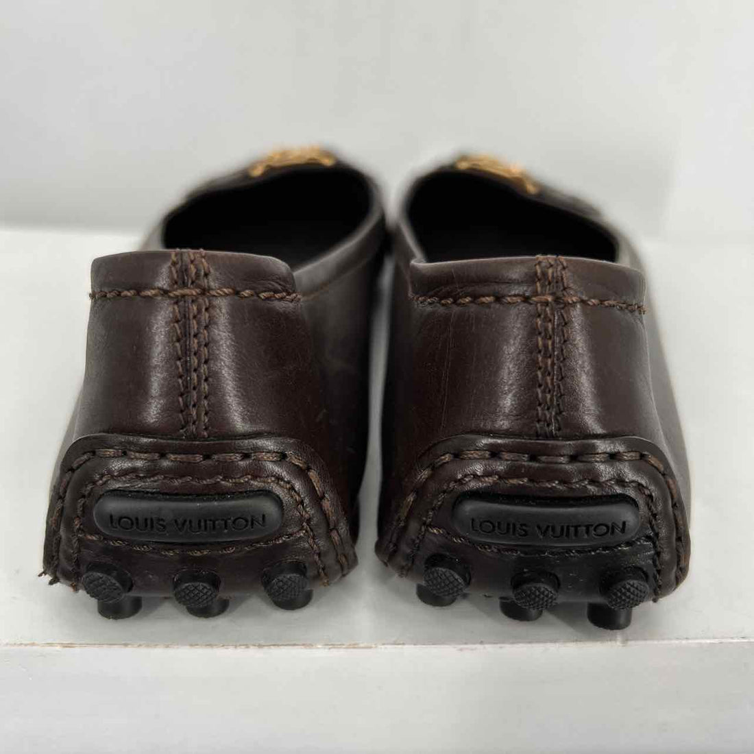 Louis Vuitton Oxford Ballerina Flats Women Size 38 Brown Like New Leather LUXURY