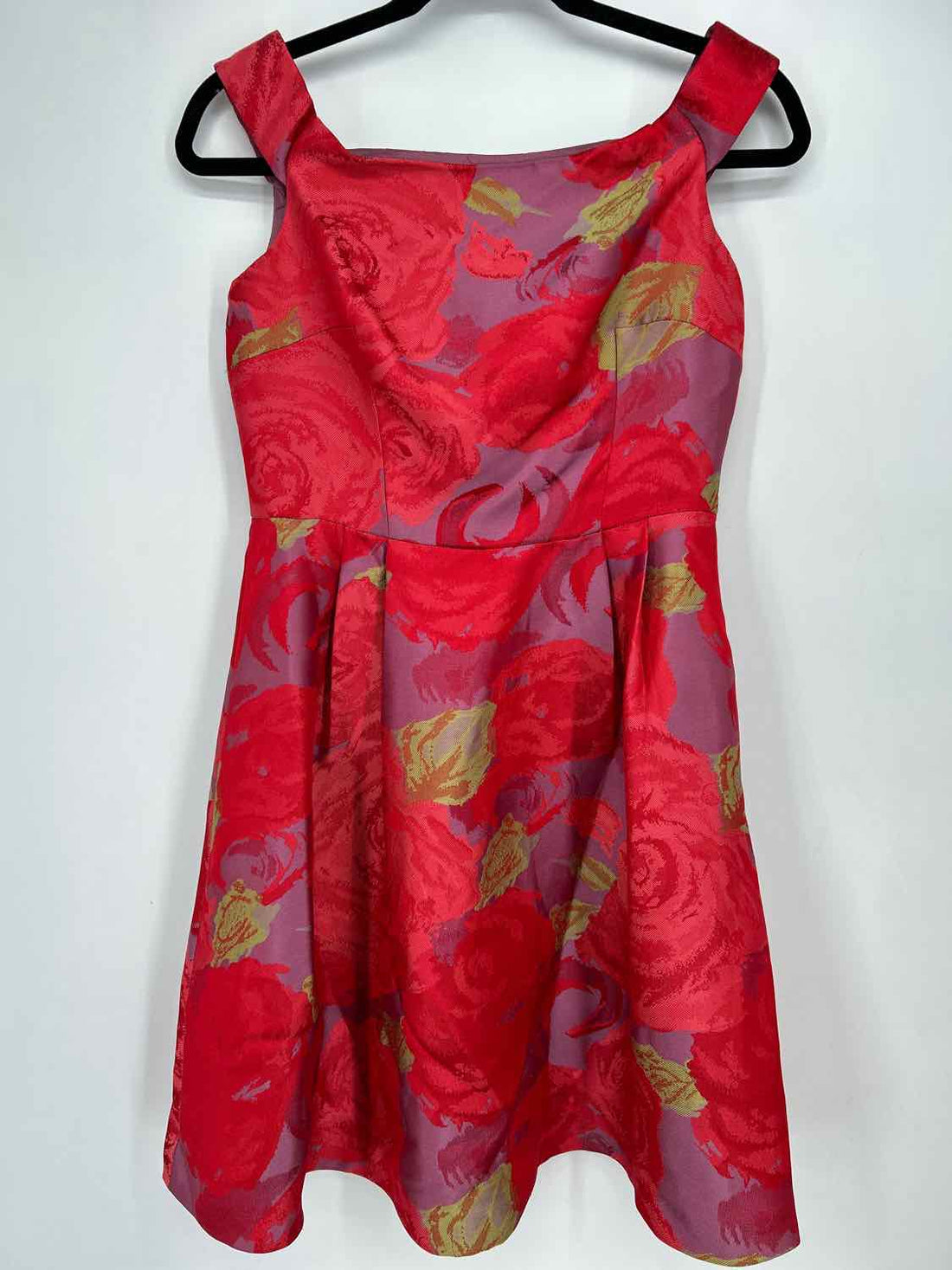 Adrianna Papell Size 4 Red & Purple Floral Sleeveless Dress