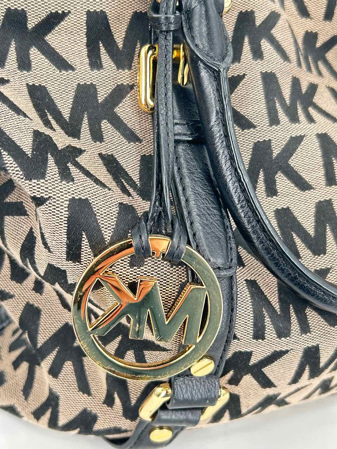 Michael Kors Black & Tan Canvas/Leather Satchel