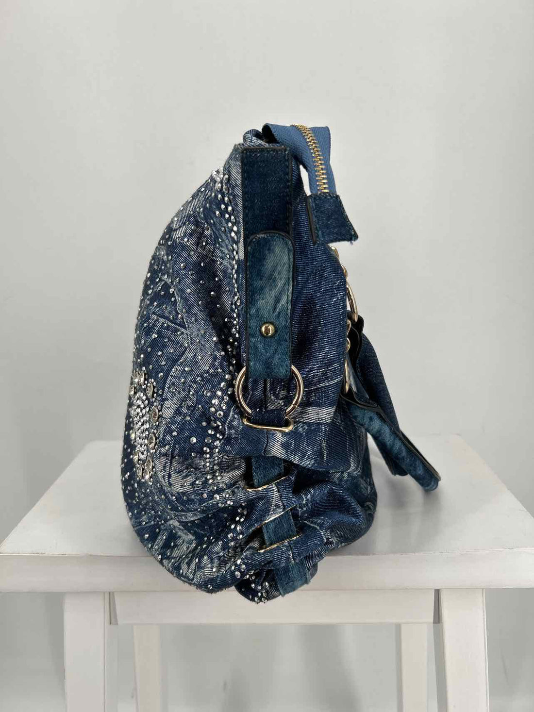 No Brand Name Rhinestone Denim Pre Owned Tote