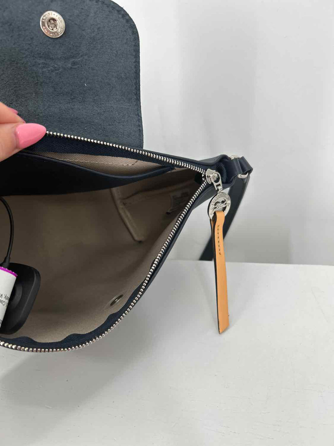 LongChamp Navy Coated Canvas Crossbody