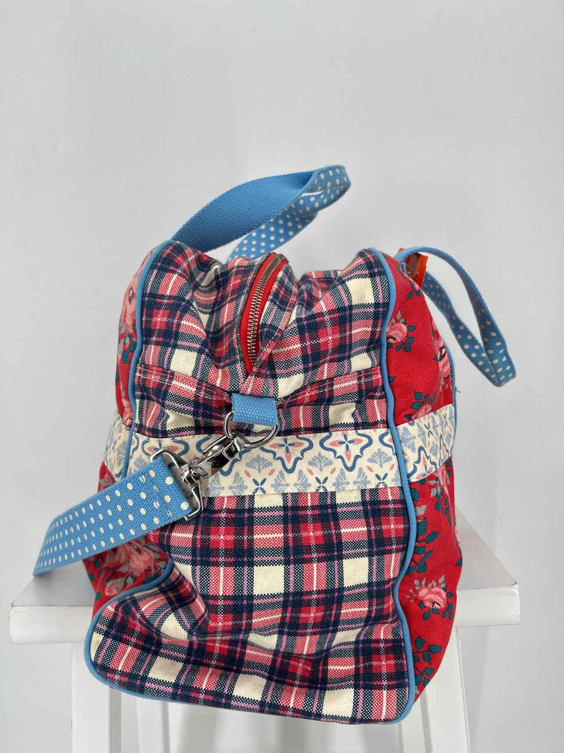 Matilda Jane Red & Blue Print Canvas Pre Owned Duffel